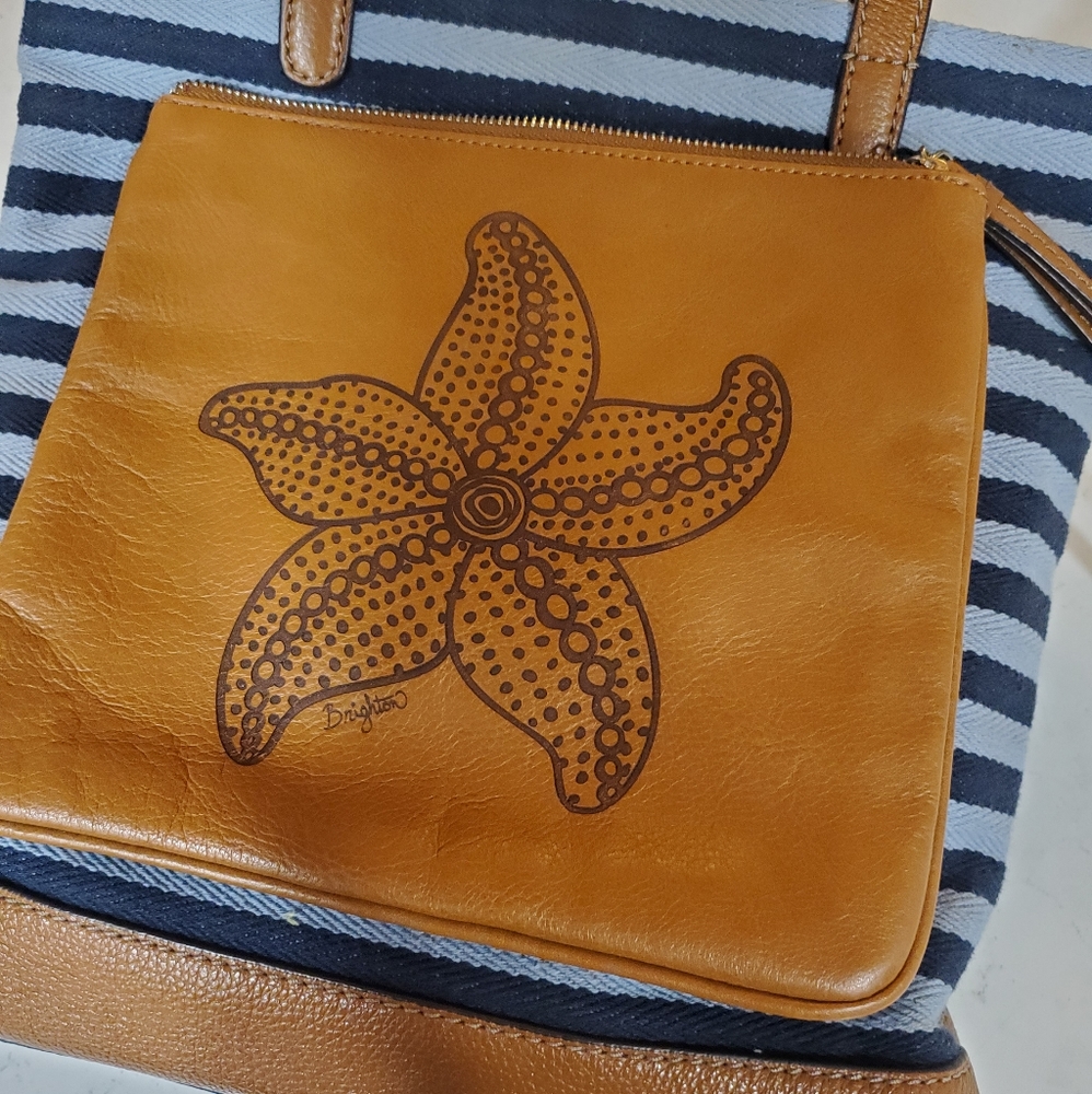 Brighton Striped Canvas and Leather Starfish Tote